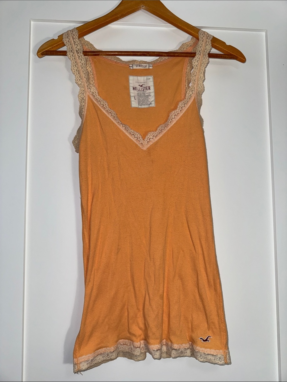Hollister Peach Lace-Trim Sleeveless Tank Sz Large